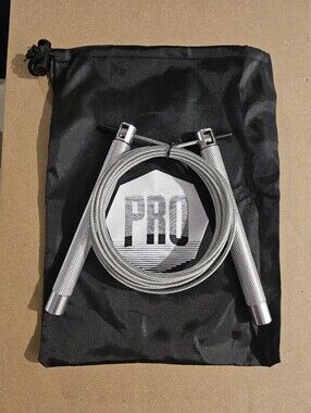 PRO Silver Speed Jump Rope with Black Carry Pouch